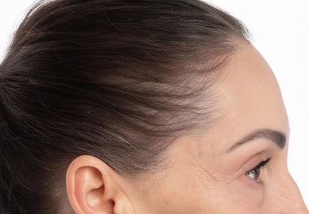 Sparse hairline and temple, before